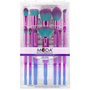 Moda Prismatic Signature Makeup Brush Set- 12 piece, vegan, face & eyes, soft